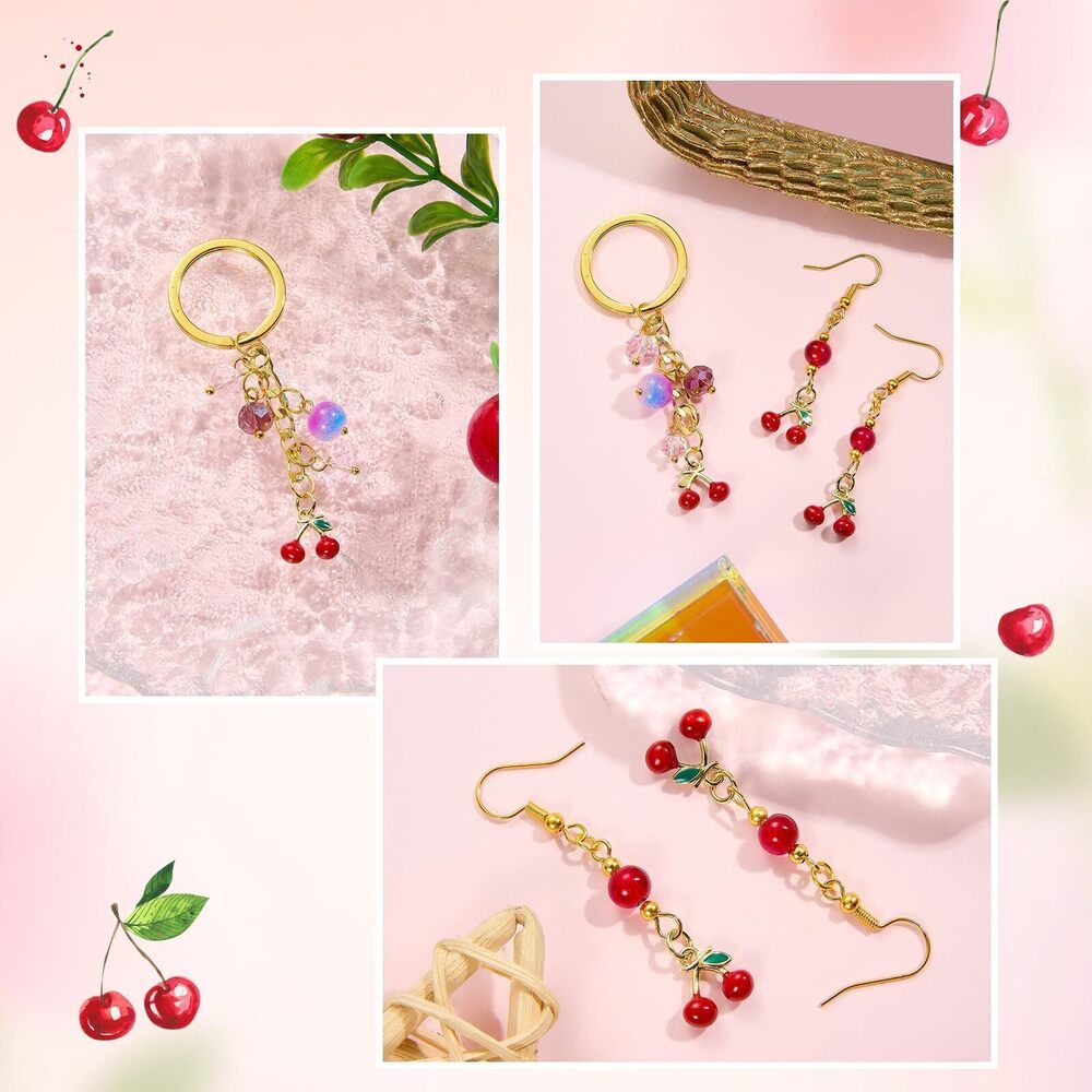 8141 10 Pcs Cherry Charms for Jewelry Making Bulk Red Cute Enamel Charms - Picture 5 of 7